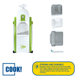 Cook! Safe Slicer Mandolin Vegetable Chopper 30 Settings, Veggie Cutter, French Fry Maker, Chops, Dices and Juliennes for Quick, Easy Meal Prep, Green