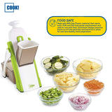 Cook! Safe Slicer Mandolin Vegetable Chopper 30 Settings, Veggie Cutter, French Fry Maker, Chops, Dices and Juliennes for Quick, Easy Meal Prep, Green
