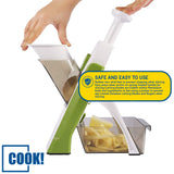Cook! Safe Slicer Mandolin Vegetable Chopper 30 Settings, Veggie Cutter, French Fry Maker, Chops, Dices and Juliennes for Quick, Easy Meal Prep, Green