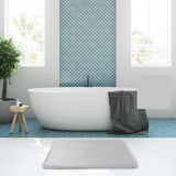 BIGFOOT Memory Foam Bath Mat 17 x 24 for Tub and Shower, Water Absorbent Non-Slip Bathroom Rug with Soft Velvet Top Layer, Thick Cushioning Foam with PVC Dot Bottom Layer Keeps Floors Dry, Gray