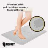 BIGFOOT Memory Foam Bath Mat 17 x 24 for Tub and Shower, Water Absorbent Non-Slip Bathroom Rug with Soft Velvet Top Layer, Thick Cushioning Foam with PVC Dot Bottom Layer Keeps Floors Dry, Gray
