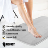 BIGFOOT Memory Foam Bath Mat 17 x 24 for Tub and Shower, Water Absorbent Non-Slip Bathroom Rug with Soft Velvet Top Layer, Thick Cushioning Foam with PVC Dot Bottom Layer Keeps Floors Dry, Gray