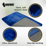 BIGFOOT Memory Foam Bath Mat 30 x 20 for Tub and Shower, Water Absorbent Non-Slip Bathroom Rug with Soft Velvet Top Layer, Thick Cushioning Foam with PVC Dot Bottom Layer Keeps Floors Dry, Navy