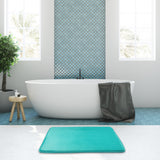 BIGFOOT Memory Foam Bath Mat 30 x 20 for Tub and Shower, Water Absorbent Non-Slip Bathroom Rug with Soft Velvet Top Layer, Thick Cushioning Foam with PVC Dot Bottom Layer Keeps Floors Dry, Turquoise