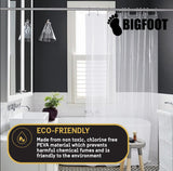 BigFoot Shower Curtain Liner – 72 x 72 PEVA Shower Liner with Rustproof Heavy Duty Metal Grommet and 3 Magnetic Weights – Non-Toxic, Odor Free and Compatible with Standard Showers, Frosted
