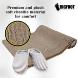 BIGFOOT Luxury Chenille Bathroom Rug Mat 30 x 20, Extra Soft and Absorbent Shaggy Rugs, Non Slip, Machine Wash Dry, Perfect Carpet Mats for Tub, Shower and Bathroom Washable, Beige