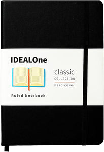 IDEALOne Classic Hardcover Lined Notebook Journal - 160 Page, for Work, Home, School, 5.7 Inches x 8 Inches, 100GSM, with Elastic Band Closure and Ribbon Bookmark