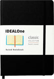 IDEALOne Classic Hardcover Lined Notebook Journal - 160 Page, for Work, Home, School, 5.7 Inches x 8 Inches, 100GSM, with Elastic Band Closure and Ribbon Bookmark