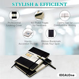 IDEALOne Classic Hardcover Lined Notebook Journal - 160 Page, for Work, Home, School, 5.7 Inches x 8 Inches, 100GSM, with Elastic Band Closure and Ribbon Bookmark