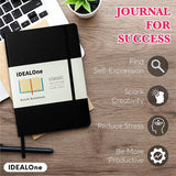 IDEALOne Classic Hardcover Lined Notebook Journal - 160 Page, for Work, Home, School, 5.7 Inches x 8 Inches, 100GSM, with Elastic Band Closure and Ribbon Bookmark