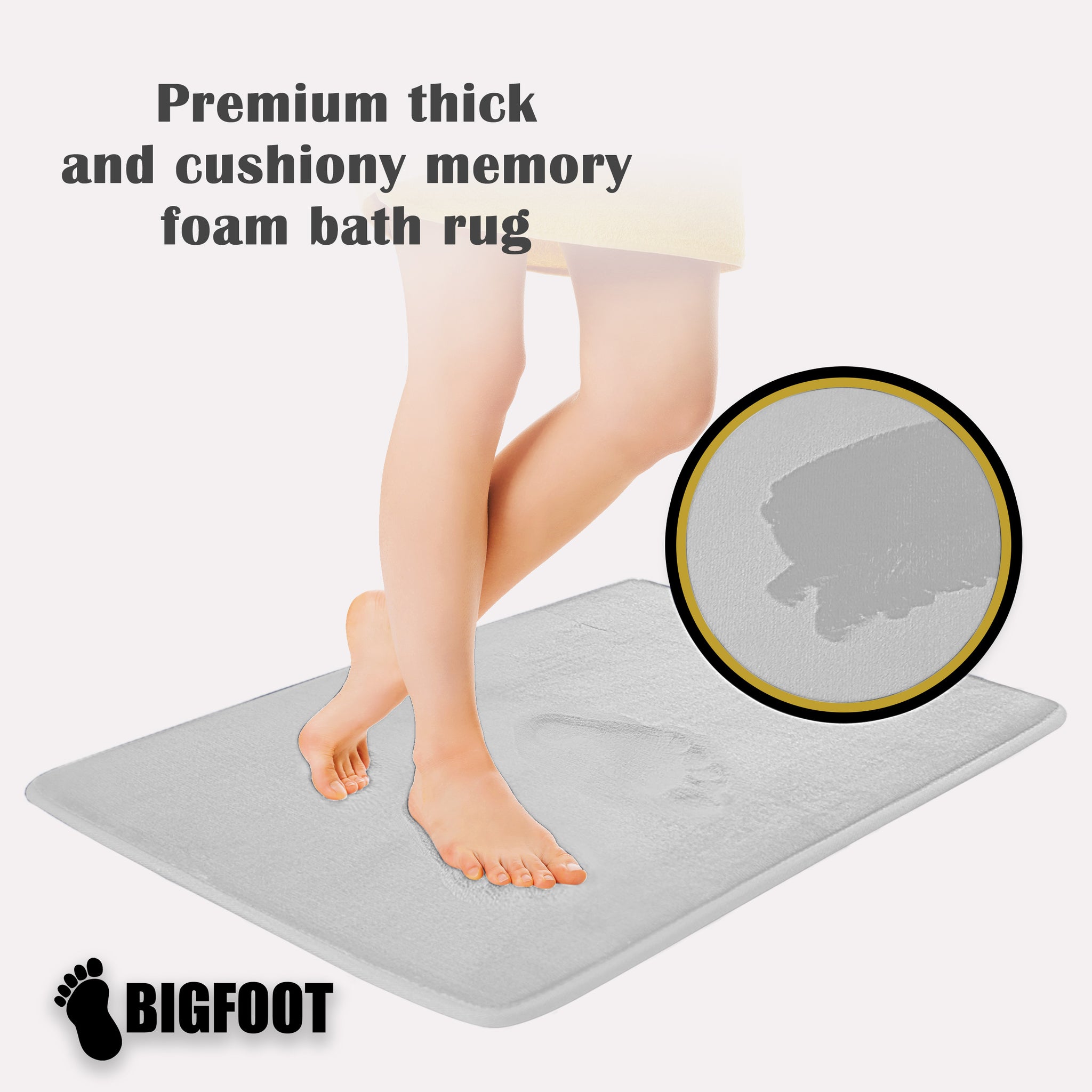 Genteele Bath Mats, Non Slip - Grey 17 x 24 Memory Foam Bathroom Rugs -  Quick Dry