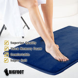 BIGFOOT Memory Foam Bath Mat 17 x 24 for Tub and Shower, Water Absorbent Non-Slip Bathroom Rug with Soft Velvet Top Layer, Thick Cushioning Foam with PVC Dot Bottom Layer Keeps Floors Dry, Navy