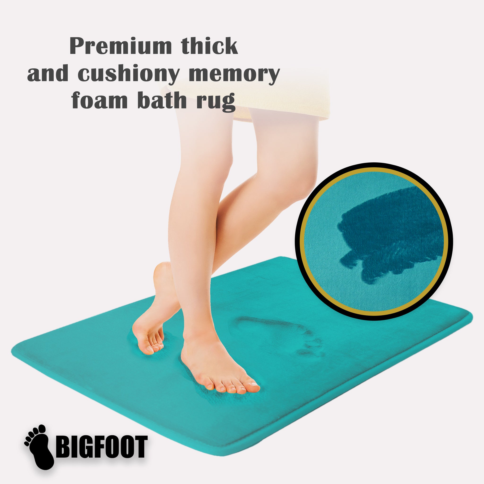 BIGFOOT Memory Foam Bath Mat 30 x 20 for Tub and Shower, Water