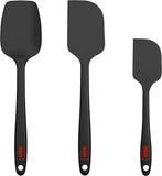 Cook! Silicone Spatula Set, Heat Resistant Dishwasher Safe, Steel Reinforced Handle, Scrape Bowls, Stir Pots, Decorate Cakes, 3 Piece Set, Black